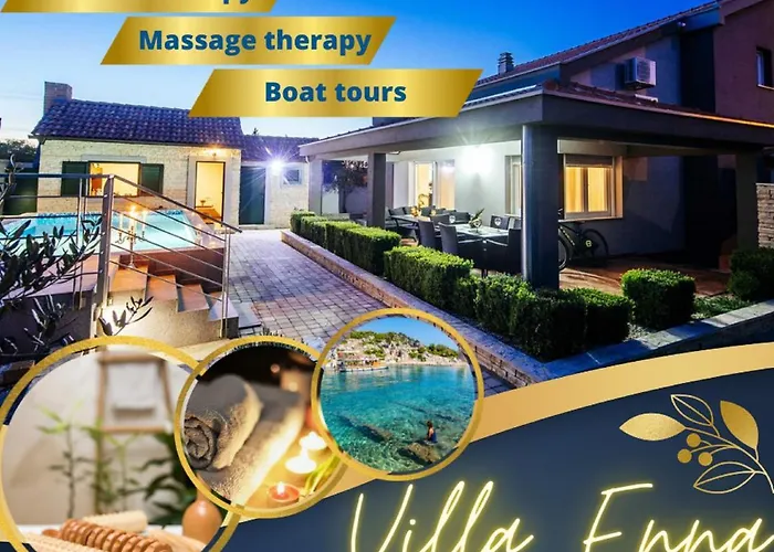 Enna With Heated Pool, Zadar 别墅 Crno